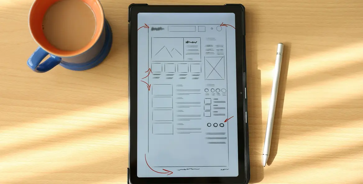 Tablet showing a data entry form layout