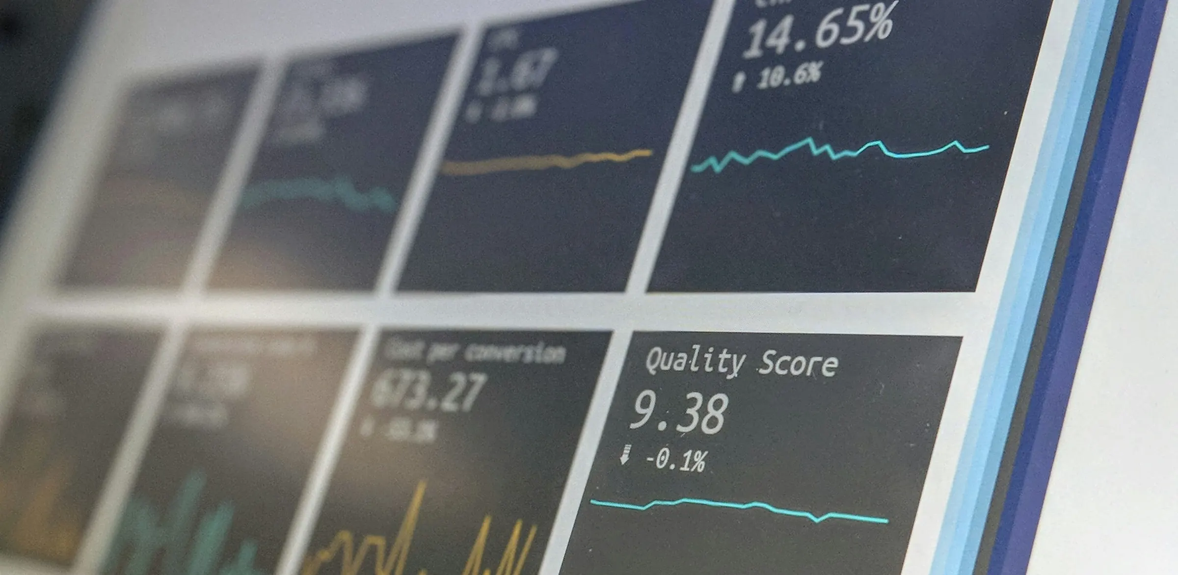 Analytics dashboard with indicators on a screen