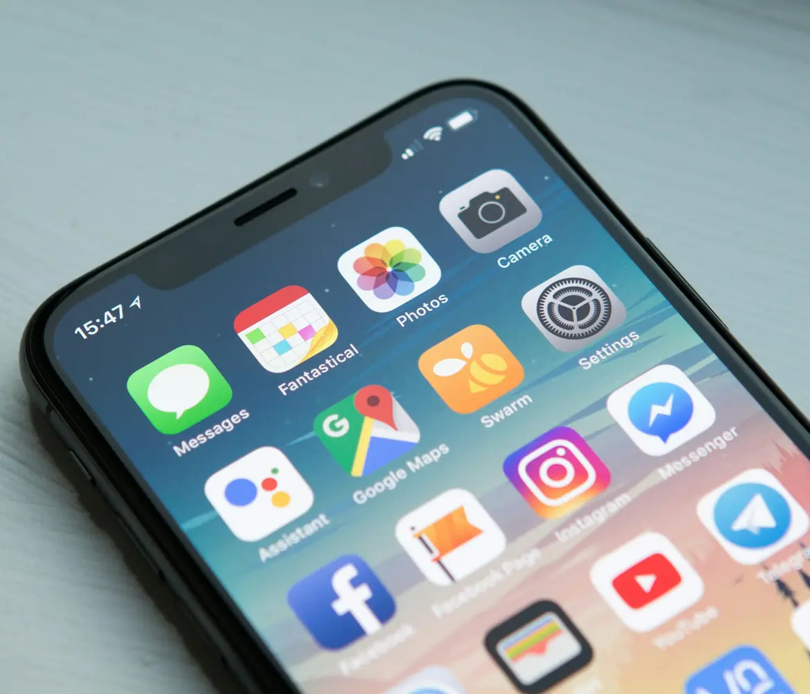 Smartphone showing app icons